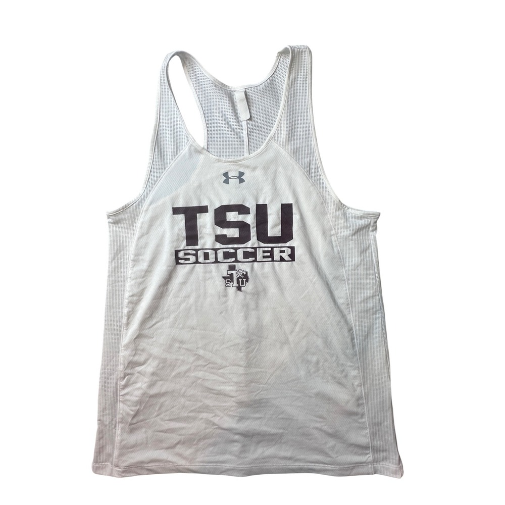 TSU Soccer Tigers Under Armour Tank Top Womens S White Racerback Athletic Mesh